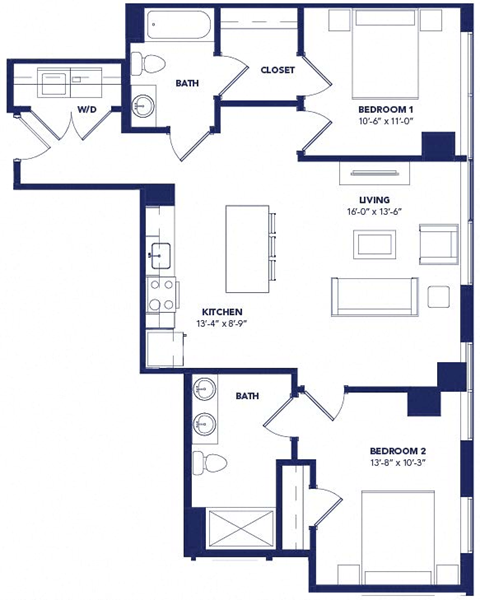 2 bed 2 bath at Two Twelve Clayton Apartments, Clayton, MO
